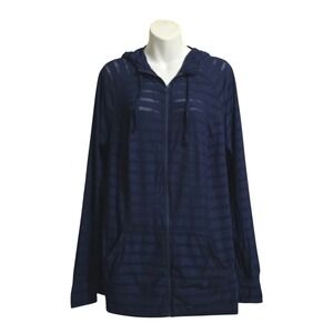 Torrid Everyday Fleece Semi Sheer Stripe Active Zip Hoodie Sz 1X